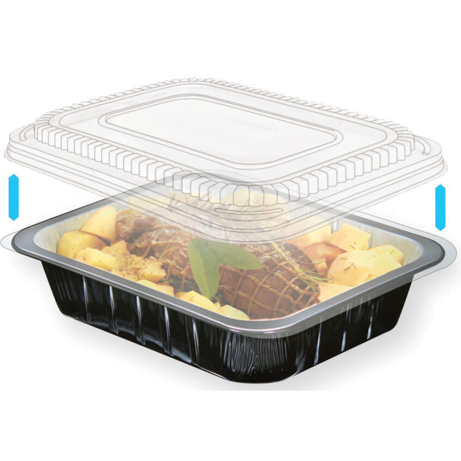 Compac Coperchio in APET chiudibile su Contenitore in alluminio smooth wall termosaldato