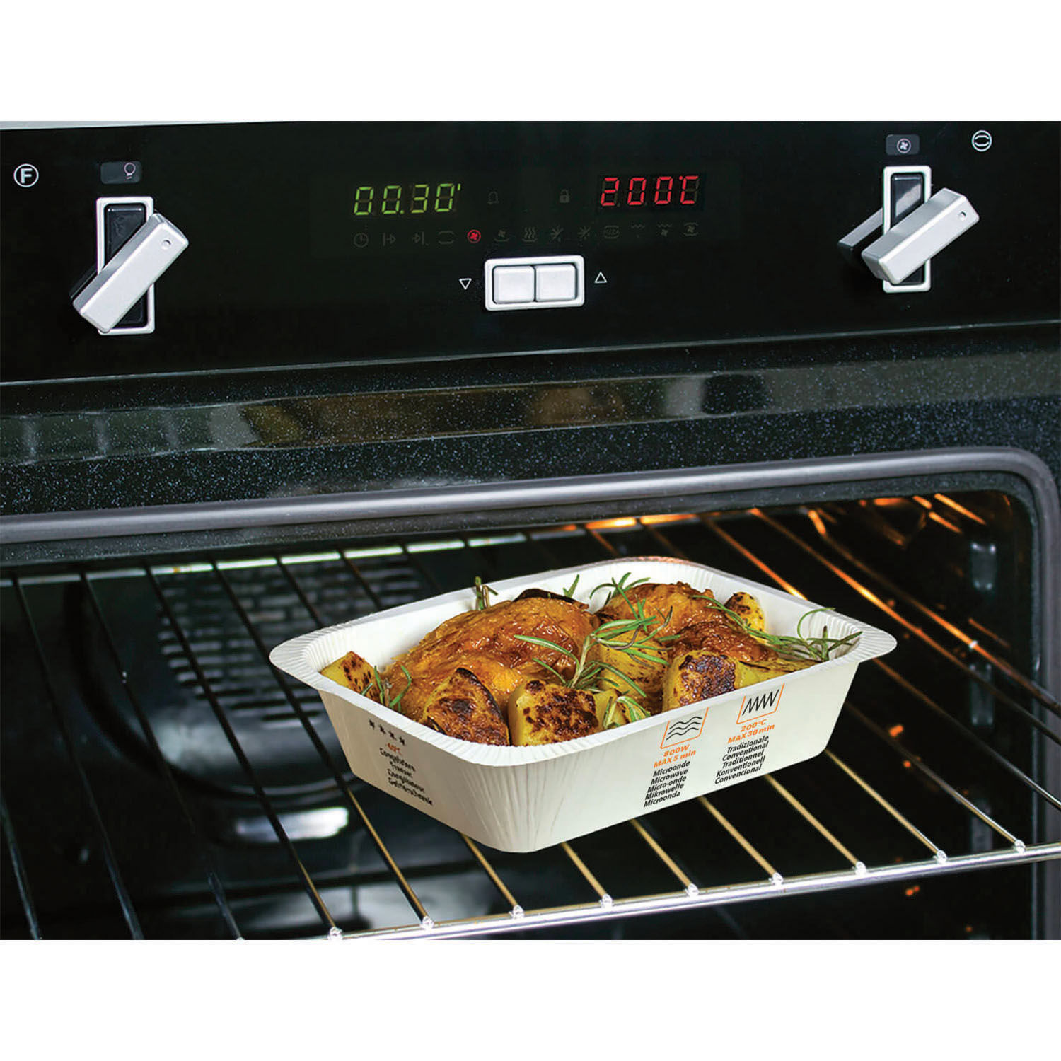 Contenitore in CARTONCINO+PLA (CA+PLA) Compac in forno tradizionale