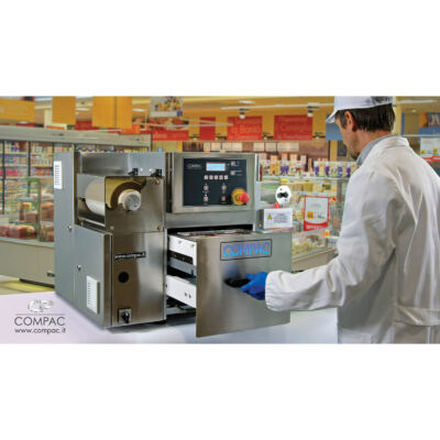 System C26T Compac for modified atmosphere packaging (MAP) - drawer open in supermarket