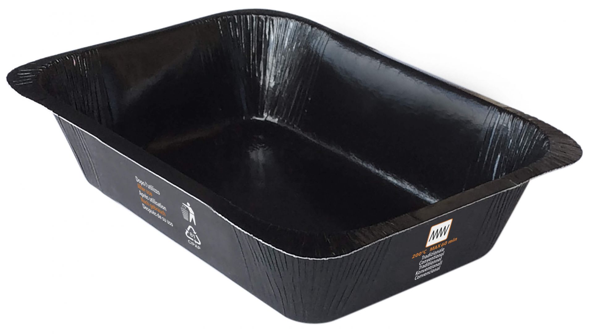 Contenitore nero V45GCN08 Compac in CARTONCINO+PET (CA+PET)