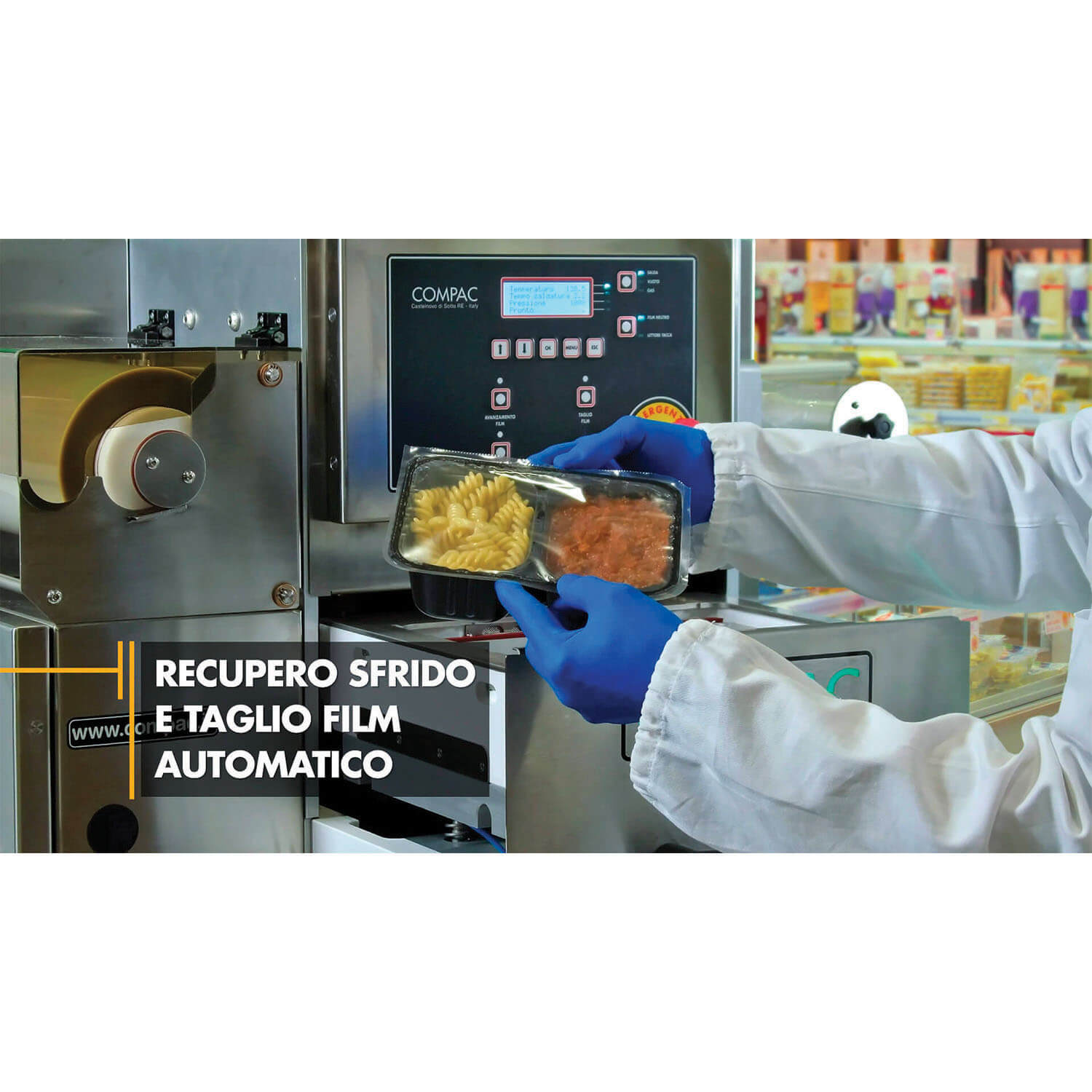 Compac per il confezionamento alimentare in atmosfera modificata