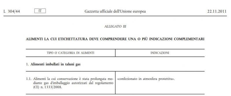Confezionato in atmosfera protettiva