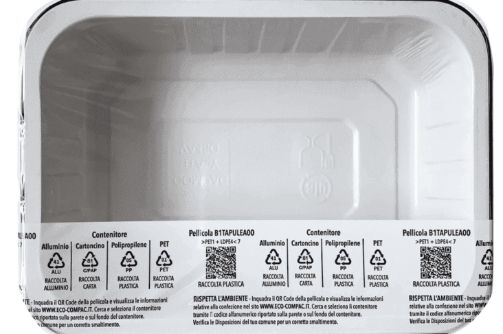 Contenitore in Allumino termosaldato Compac con film per l'etichettatura ambientale